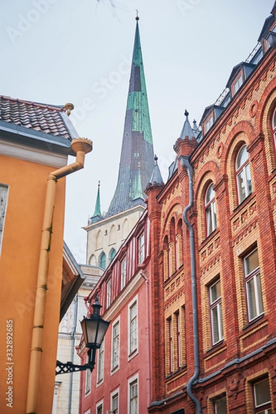 Obraz Tallinn, Estonia December 7, 2019 Winter season medieval streets and old town architecture of Estonian capital