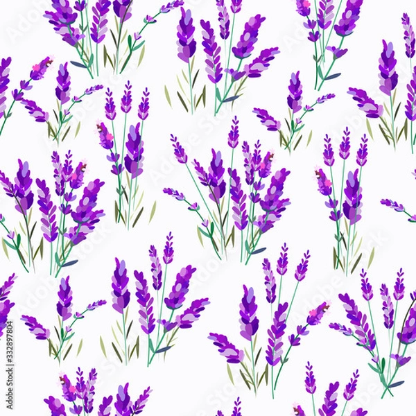 Obraz Pattern of lavender flowers on a white background