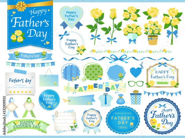 Fototapeta 父の日　フレーム  バラ　ベクター　イラスト　ギフト　花　セット