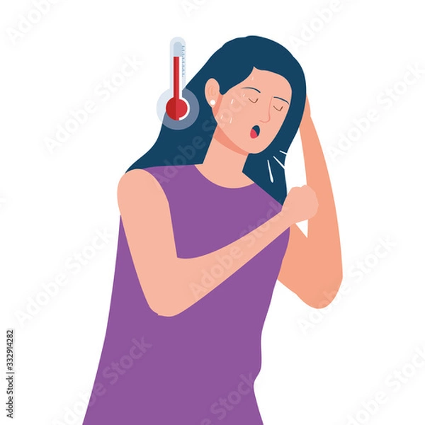 Obraz woman coughing sick with fever vector illustration design