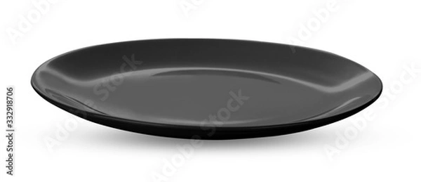 Obraz Empty black plate isolated on a white background