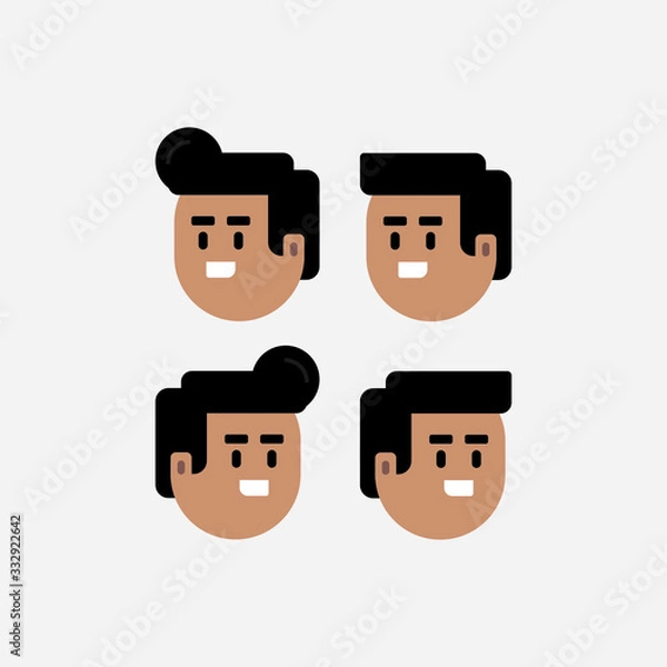 Fototapeta Set of Simple Characters Head In Flat Design