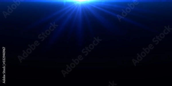 Fototapeta Overlay, flare light transition, effects sunlight, lens flare, light leaks. High-quality stock image of warm sun rays light effects, overlays or golden flare isolated on black background for design