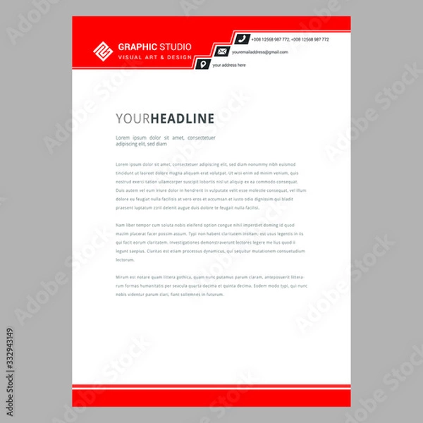 Obraz Letterhead Pad Design Clean Letterhead Pad Stationery Design Corporate identity business set template. Blank cd - dvd, business cards, envelope, mouse pad. Fully editable eps10 vector illustration