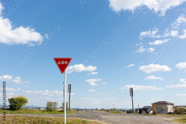 Fototapeta 空と「止まれ」