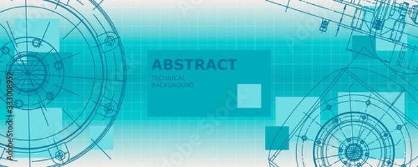 Obraz Abstract drawing. Mechanical engineering drawing. Engineering technological vector wallpaper