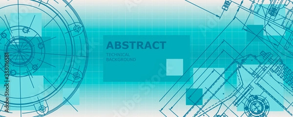 Fototapeta Mechanical instrument making. Abstract engineering drawing. Engineering technological wallpaper