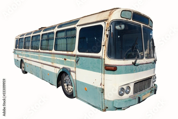 Obraz Stary autobus na białym tle