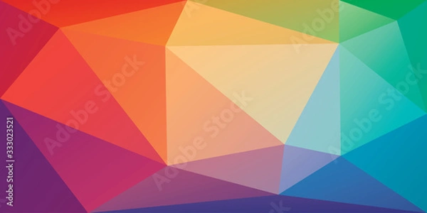 Obraz Low poly background with irregular triangles in rainbow colors. Bright colorful polygonal banner template. Multicolor triangular backdrop in origami style. Vector eps8 illustration.