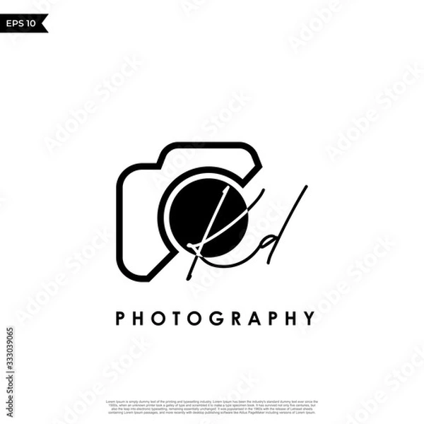 Obraz Initial Letter KD with camera. Logo photography simple luxury vector.