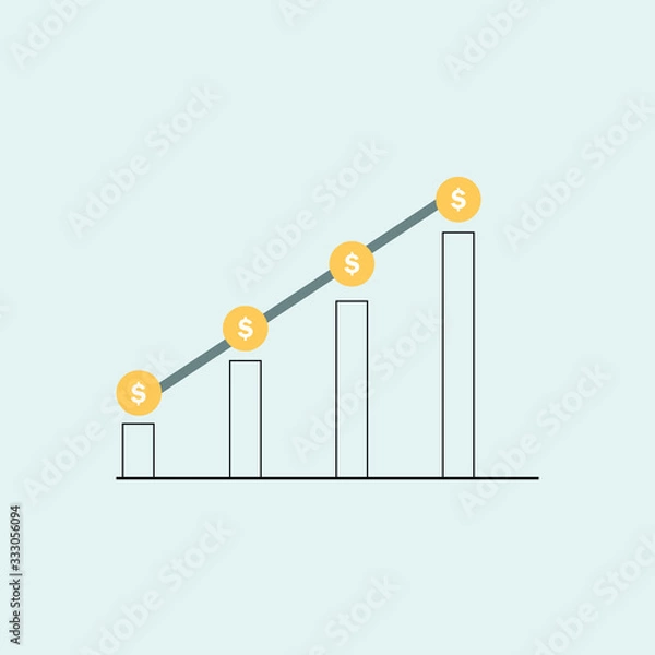 Fototapeta Dollar Increase Vector Flat Icon