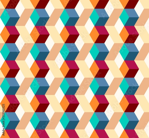 Fototapeta Abstract isometric geometric shape seamless pattern background modern art style