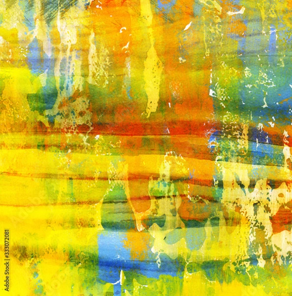 Fototapeta Bright Abstract Watercolor in Yellow, Red, Orange and Green