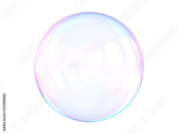 Obraz 3d crystal ball pink blue gradient colors  isolated on white background. Abstract bubble glossy pastel 3d geometric shape object illustration render. 