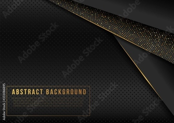 Obraz Dark black with shiny gold dots pattern metal background for business template design dan wallpaper purpose