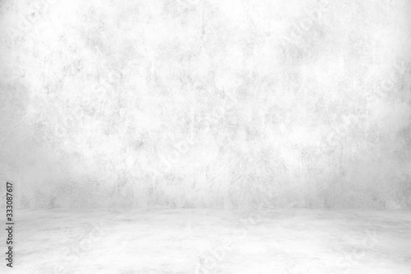 Fototapeta Concrete wall white grey color for background. Old grunge textures with scratches and cracks. White painted cement wall texture.