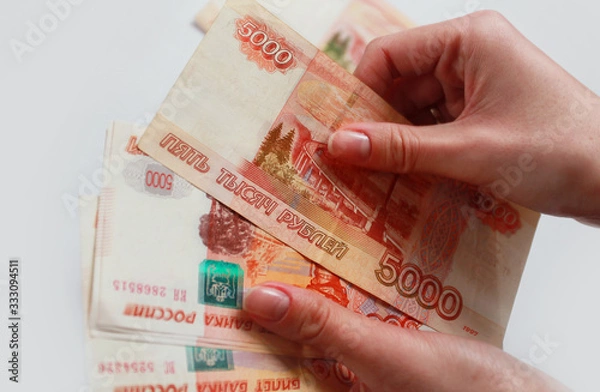 Obraz women's hands consider money large bills