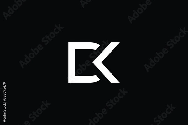 Fototapeta Minimal elegant monogram art logo. Outstanding professional trendy awesome artistic DK KD CK KC initial based Alphabet icon logo. Premium Business logo White color on black background