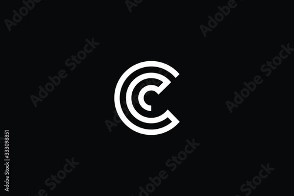 Fototapeta Minimal elegant monogram art logo. Outstanding professional trendy awesome artistic C CC CCC initial based Alphabet icon logo. Premium Business logo White color on black background