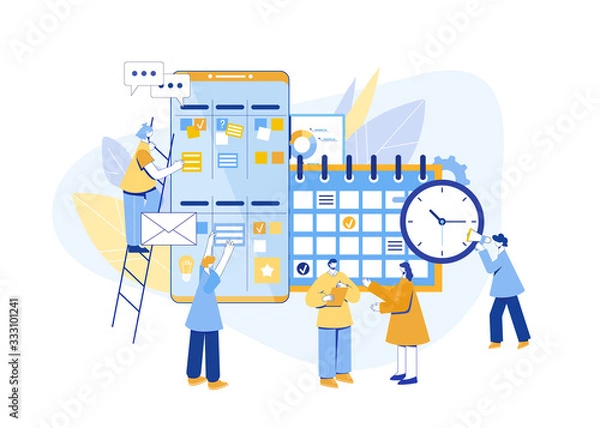 Fototapeta Agile project management process. Communication, teamwork, business process.