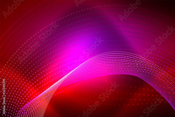 Fototapeta Abstract particles, wave background, neon motion techno design