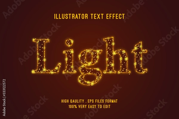 Fototapeta Editable Text effect - Light outline glitter effect