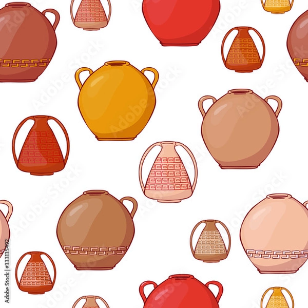 Fototapeta  seamless pattern. multi-colored jugs. vector