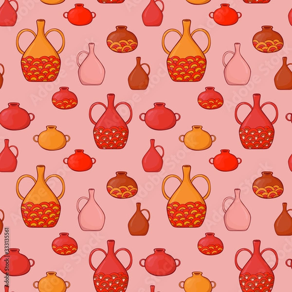 Fototapeta  seamless pattern. multi-colored jugs. vector
