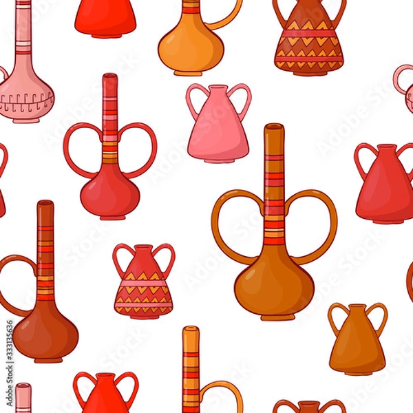 Fototapeta  seamless pattern. multi-colored jugs. vector