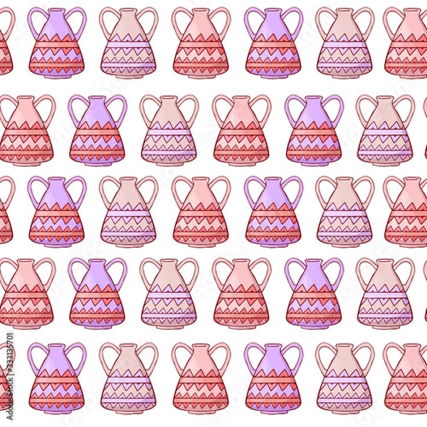 Fototapeta  seamless pattern. multi-colored jugs. vector