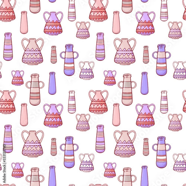Fototapeta  seamless pattern. multi-colored jugs. vector