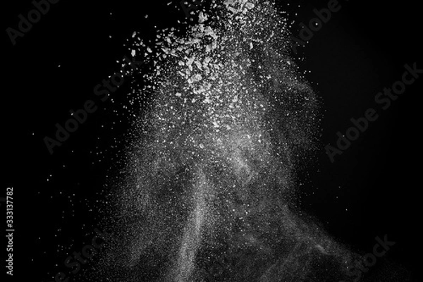 Obraz Gorgeous white powder pattern isolated on black background