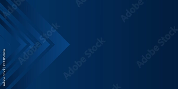 Fototapeta Minimal geometric arrow blue background. Dynamic blue shapes composition with orange lines. Abstract background modern hipster futuristic graphic. Vector abstract background texture design