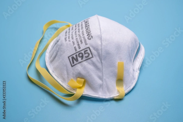 Fototapeta Closeup of N95 respirator. This respirator filter out at least 95% airborne particle including bacteria and virus.