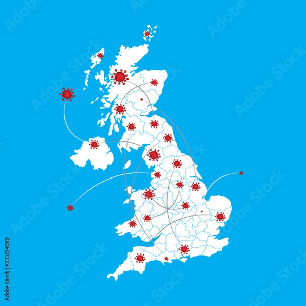 Fototapeta great britain vector graphics map and coronavirus