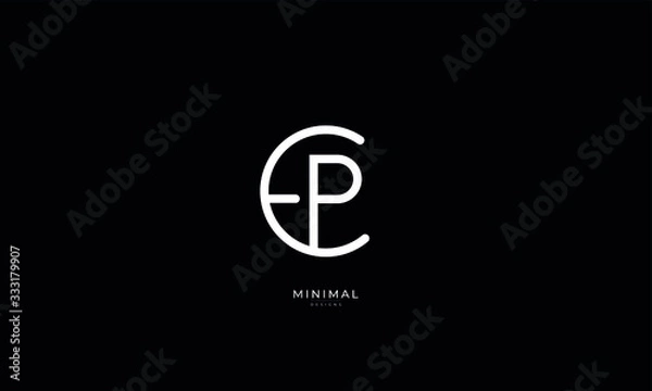 Fototapeta Alphabet letter icon logo EP or PE