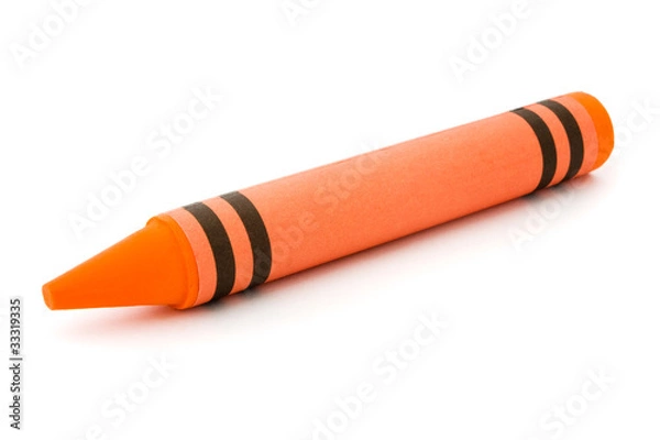 Obraz Single orange crayon isolated on white