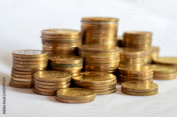 Fototapeta Piles of Nepal Rupee Coins