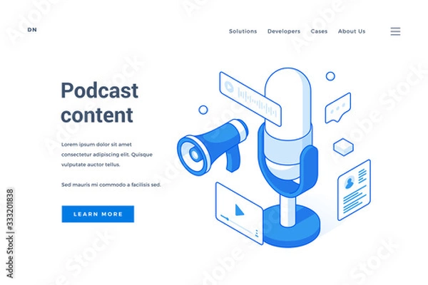 Fototapeta Web banner for interesting podcast content advertisement