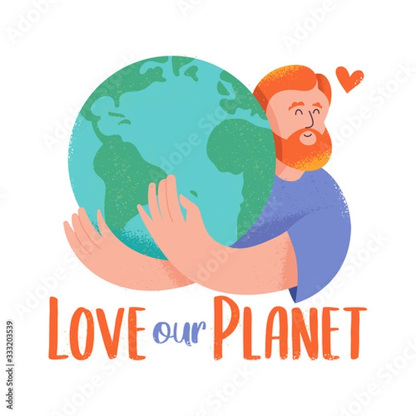 Fototapeta Man which hugging the planet