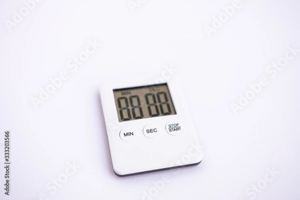 Obraz mini digital lcd counter timer kitchen alarm clock, count down clock for cooking, on white background