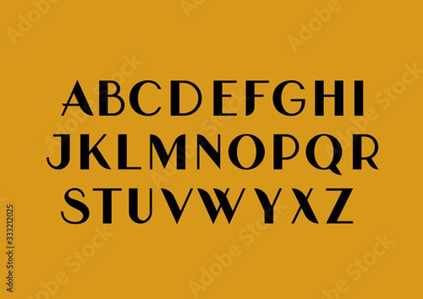 Fototapeta Vector Uppercase sans serif mid-century uppercase alphabet.