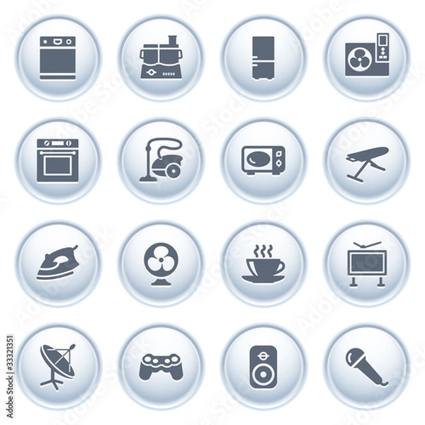 Fototapeta Home appliances icons on buttons, set 2