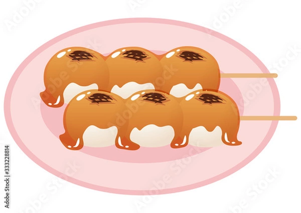 Fototapeta みたらし団子と丸皿