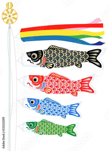 Fototapeta 鯉のぼり　白背景