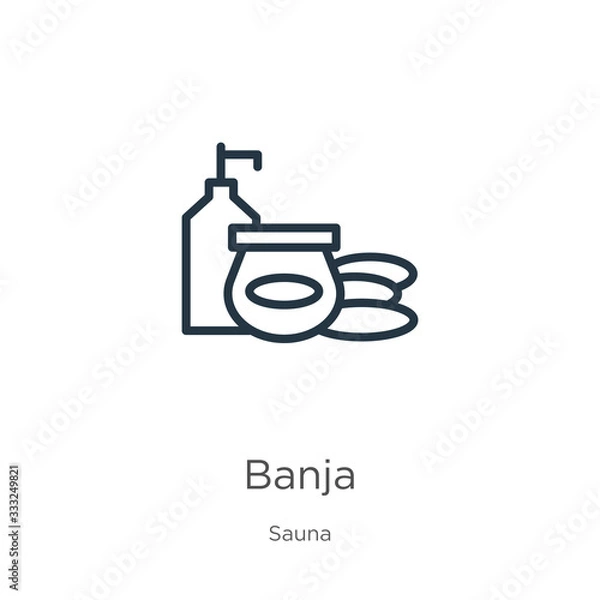 Fototapeta Banja icon. Thin linear banja outline icon isolated on white background from sauna collection. Line vector sign, symbol for web and mobile