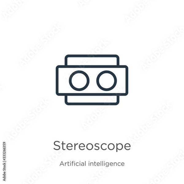 Fototapeta Stereoscope icon. Thin linear stereoscope outline icon isolated on white background from augmented reality collection. Line vector sign, symbol for web and mobile