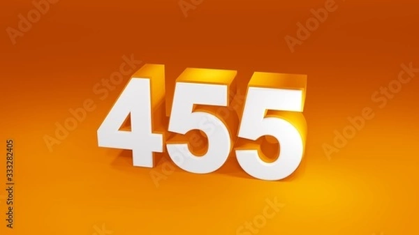 Obraz Number 455 in white on orange gradient background, isolated number 3d render
