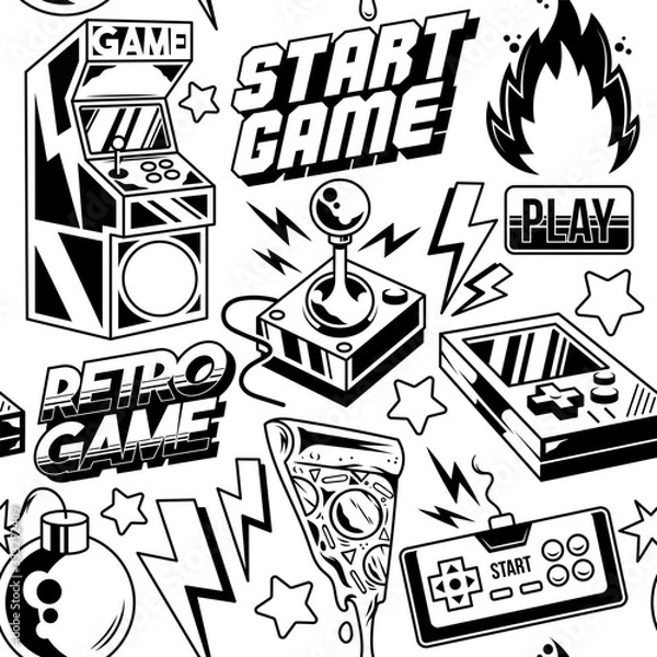 Fototapeta Seamless pattern with gamers elements
