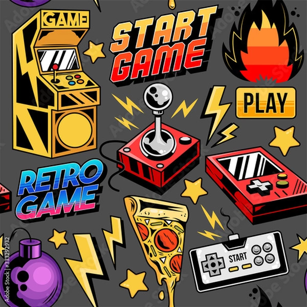 Fototapeta Seamless pattern with gamers elements
